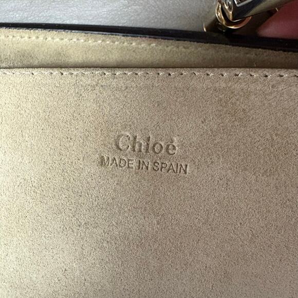 Chloe Faye Small Crossbody Leather Suede Taupe Grey - Picture 11 of 13